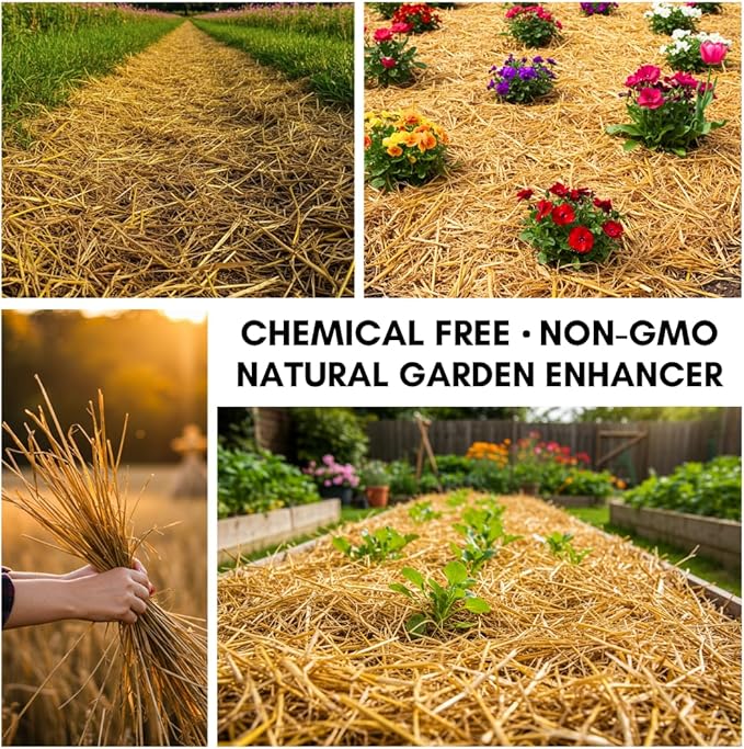 100% Natural Wheat Straw for Animal Bedding, Garden Mulch, Compost & Fertilizer, and Grass Cover (12 Ounces)