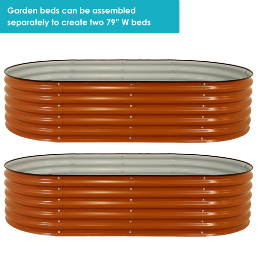Sunnydaze 79-Inch Oval Raised Garden Bed - Stackable Steel Vegetable Flower Bed Planter Kit with Rubber Edge Trim - Brown