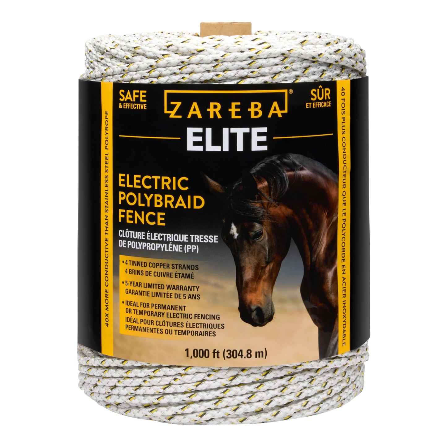 Zareba EAC10M-Z AC Powered Electric Fence Charger - 10 Mile Plug-in Electric Fence Energizer+ ITTY-Z T-Post Poly Tape Insulator, 25 per Bag,Yelllow, Large + Polybraid Electric Fence for Horses
