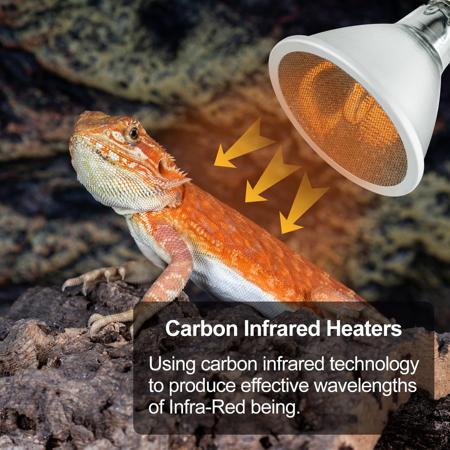 REPTI ZOO Reptile Basking Heat Lamp Bulb, 100W Splashproof Energy Saving Deep Heater Non-Luminous Carbon Infrared Heat Bulb for Reptile Amphibians