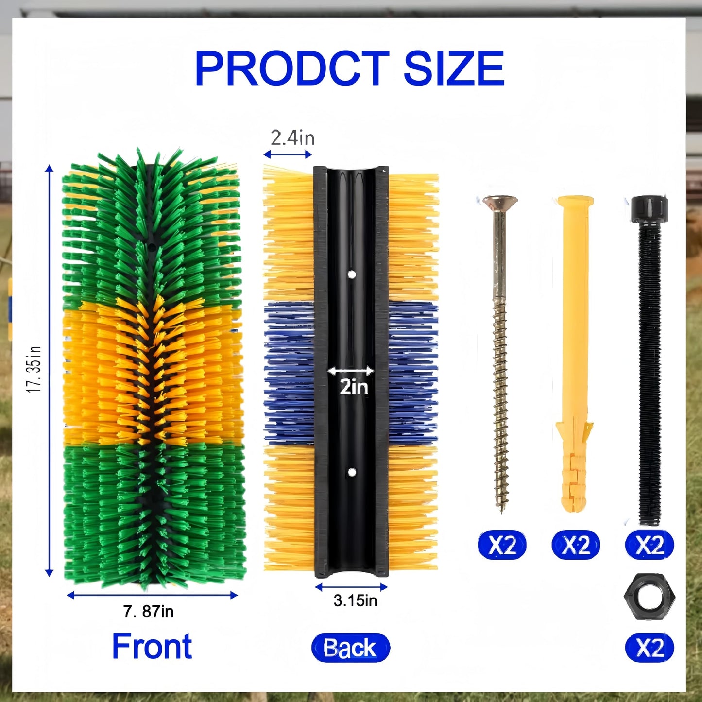 2PCS Livestock Scratching Brush, Goat Scratcher Post with Cleaning Brush, Grooming and Massage Brushes for Horse Cow Sheep, Animal Itch Relief and Back Scratcher