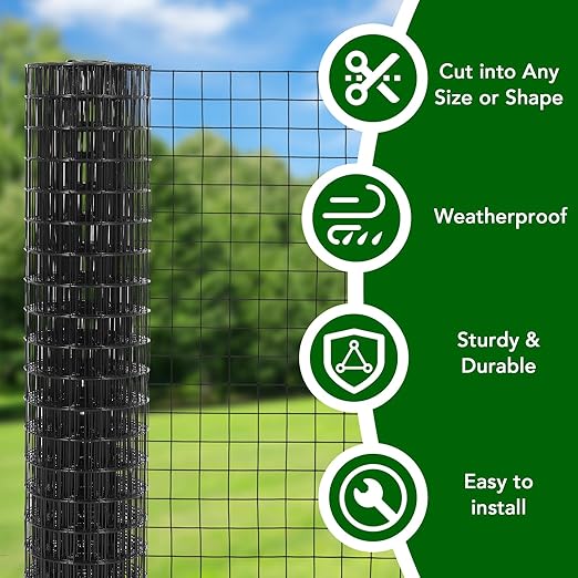 Hardware Cloth 2inchx2inch 36inx50ft 16 Gauge Chicken Wire Fence Galvanized Steel Mesh Rolled Fencing for Garden Supports Poultry Netting Cage Snake Fence Tree Guard, Black
