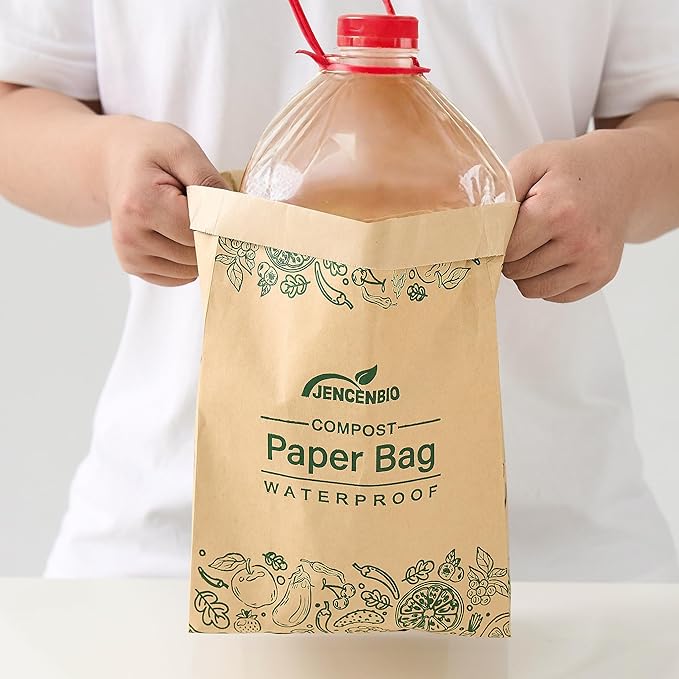 Compostable Paper Bag Leakproof Kitchen Food Waste Bag 30 Bags Waterproof Bin Liner with BPI Certified