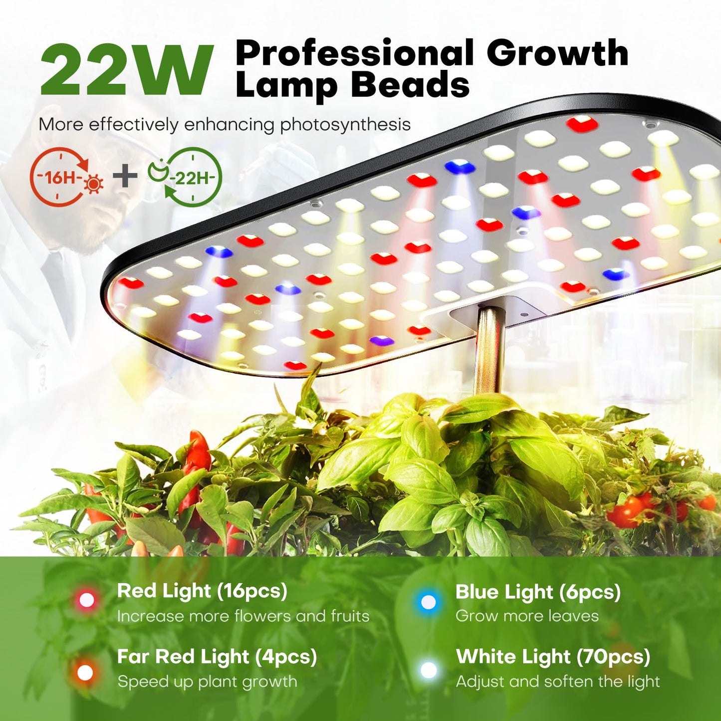 Indoor Garden Hydroponics Growing System, 60 Pods Vertical Garden with LED Grow Light - Plant Germination Kit Aeroponic Veggie Flower Fruit Growth with Smart Socket & Pump System for Home