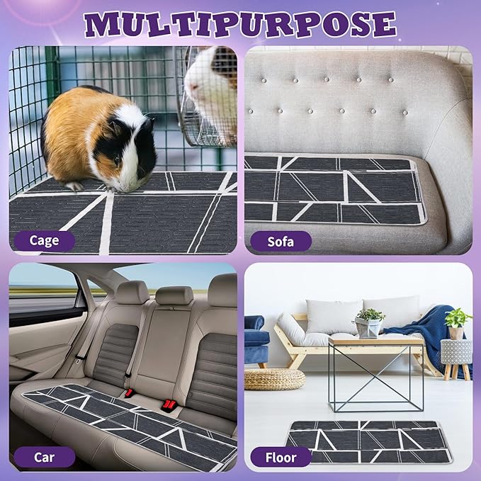 UPINS 2-Piece Guinea Pig Pee Pads, 47 X24 Inches Guinea Pig Cage Liner Reusable Guinea Pig Mat for Small Animals Hamster Rabbit Squirrel