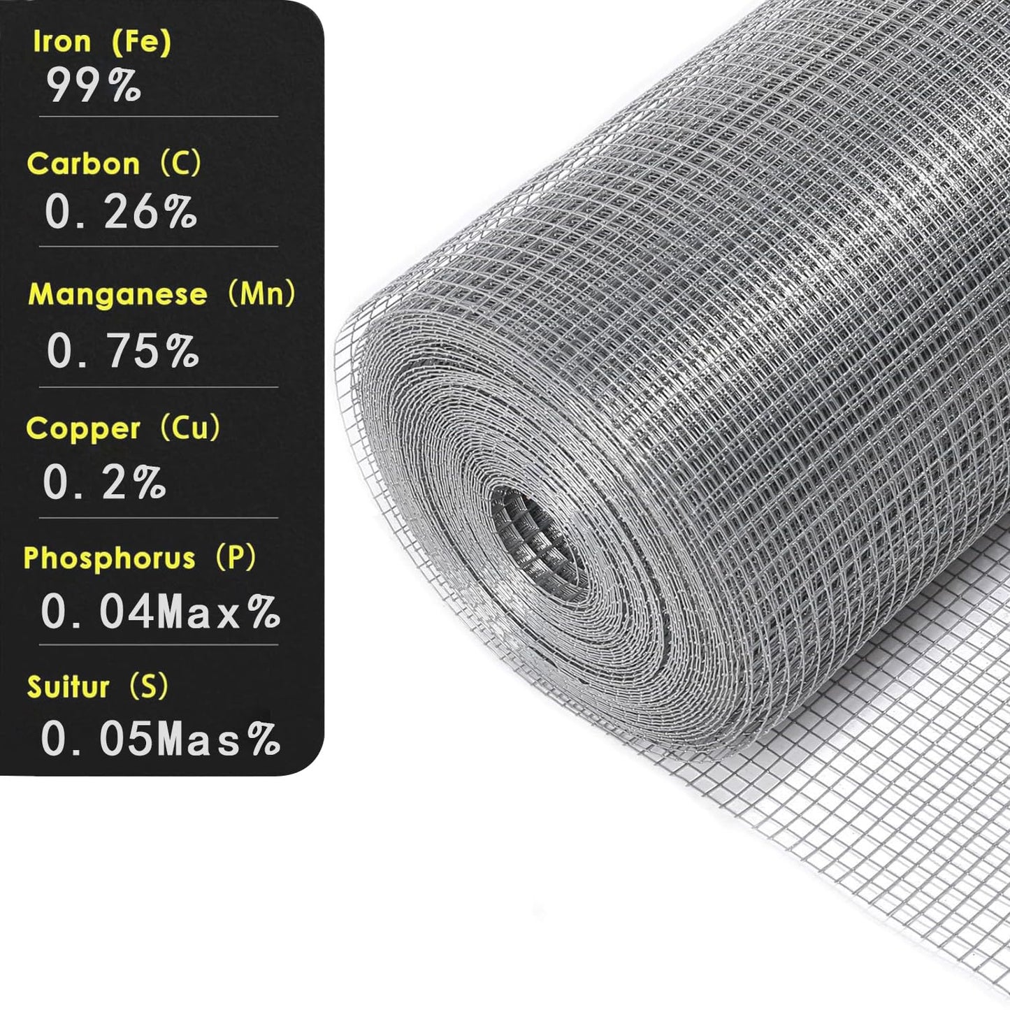 Hardware Cloth 1/4 Inch 8in X 20ft Galvanized After Welding 23 Gauge Square Chicken Wire Fence Mesh Roll Raised Garden Bed Plant Supports Poultry Netting Cage Snake Fence (8in x 20FT)