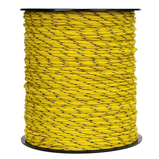 Electric Fence Braided Polyrope 1312 Feet, Portable 6 Braided Copper and stainlee Steel Strength 200kg,4mm Diameter, Reliable Conductivity and Rust Resistance, Electric Fence Wire for Horse Fencing