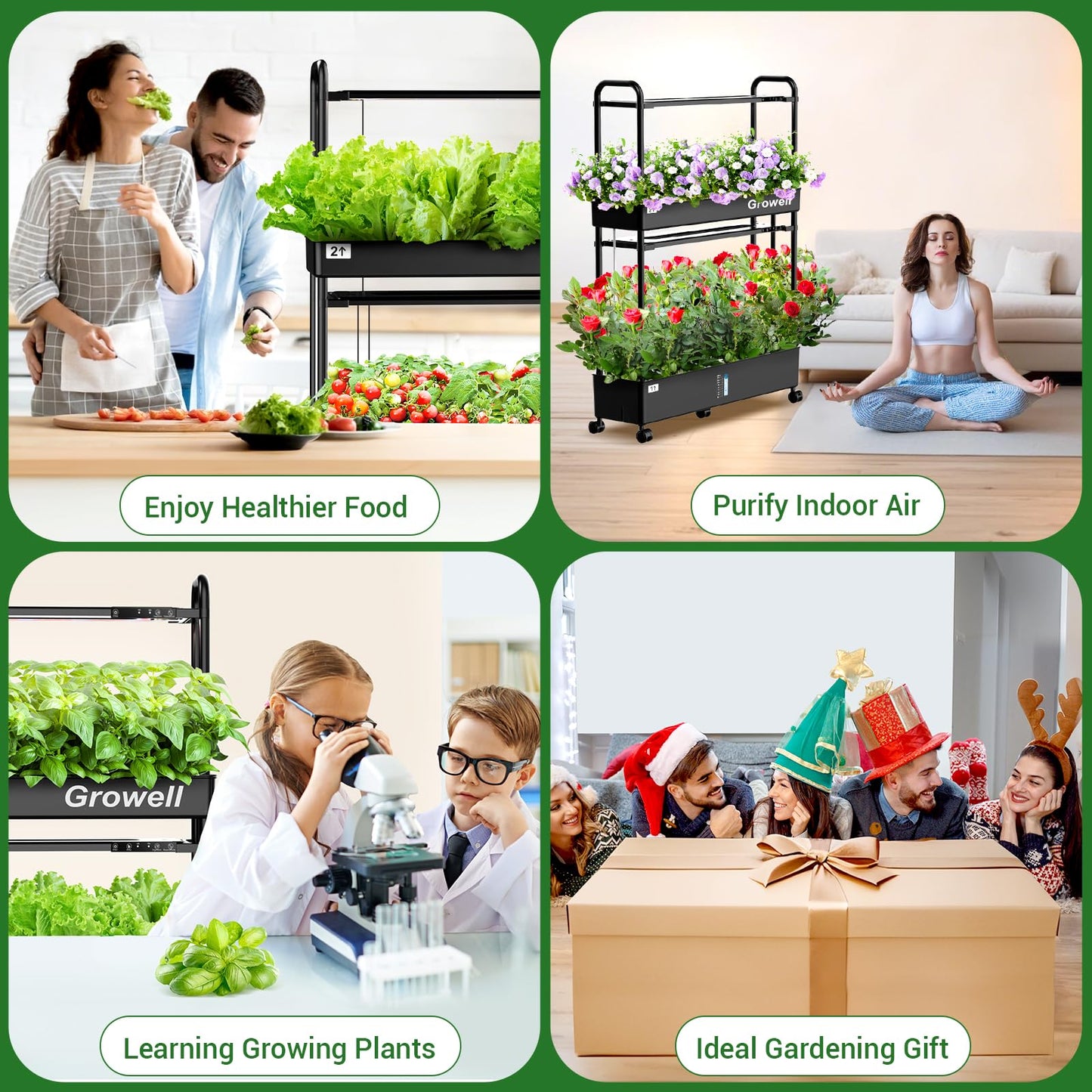 Growell 16 Pods Hydroponics Growing System Kit & 60 Pods Vertical Indoor Garden