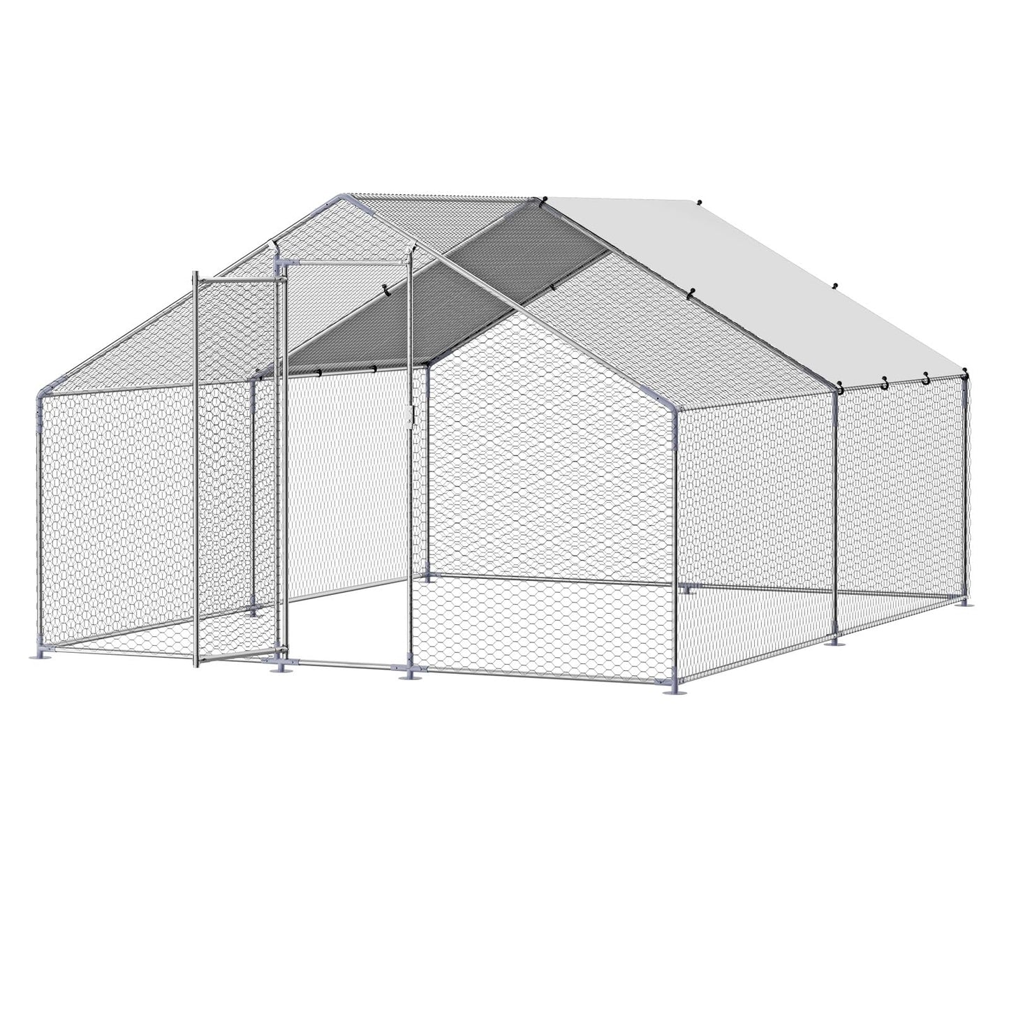 VEVOR Large Metal Chicken Coop, 9.8x13.1x6.5 ft Large Walk in Chicken Runs for Yard with Cover, Hen House Enclosure with Security Lock, Outdoor Duck Rabbit Cage Poultry Pen for Backyard, Farm, Yard
