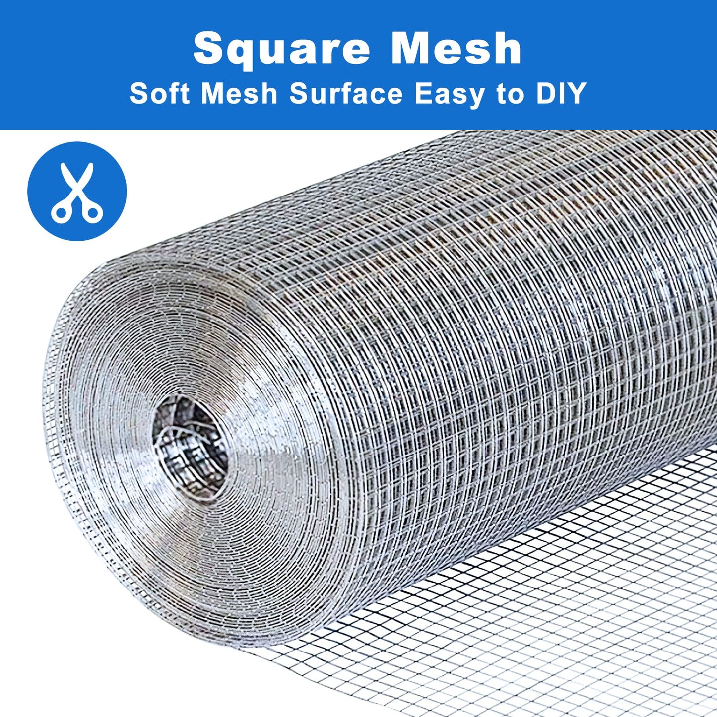 Metamesh 19 Gauge Hardware Cloth, 1/2 inch 48 inch x 100.1 Foot Chicken Wire Fence, Galvanized Welded Cage Wire Mesh Roll Supports Poultry Netting Cage