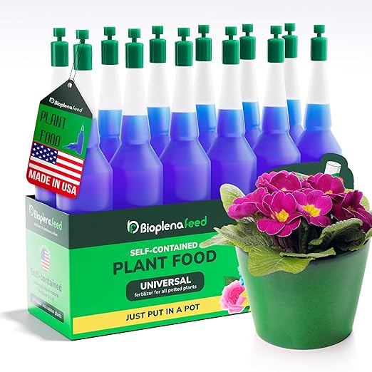 Easy Use Plant Food (12-Pack) | No-Mix Liquid Fertilizer Spikes for Indoor Plants & Flowers | Self-Feeds for 15 Days | Bloom Booster for All Houseplants | Made in The USA