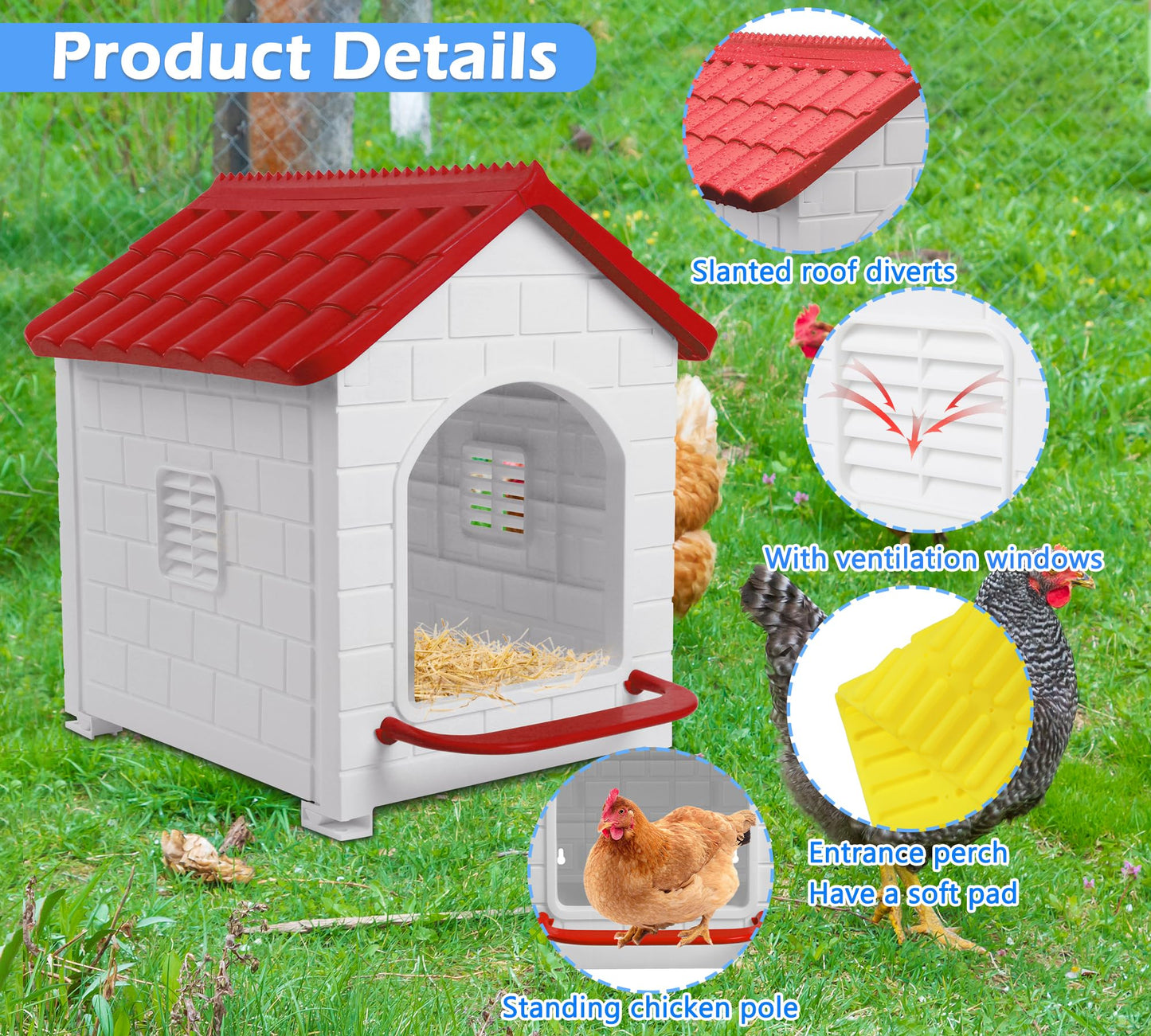 Nesting Boxes for Chicken, Plastic Compartment Chicken Nesting Boxes Coop for Laying Eggs for Hens, Ducks and Poultry