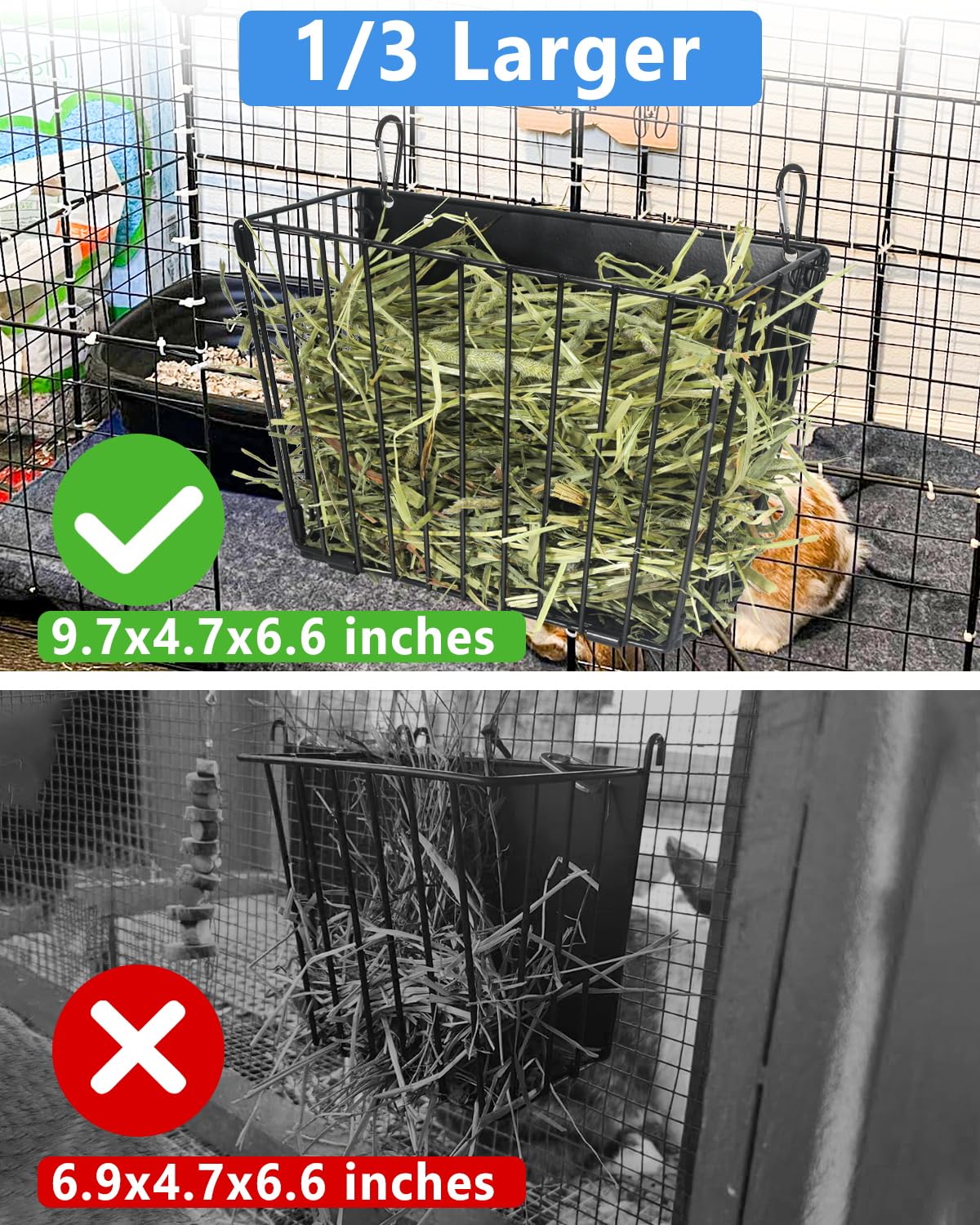 X Large Rabbit Hay Feeder Guinea Pig Hay Feeder Metal Frame Bunny Hay Holder Guinea Pig Hay Holder for Bunny, Guinea Pigs, Chinchillas, Small Animals (1 Pack)