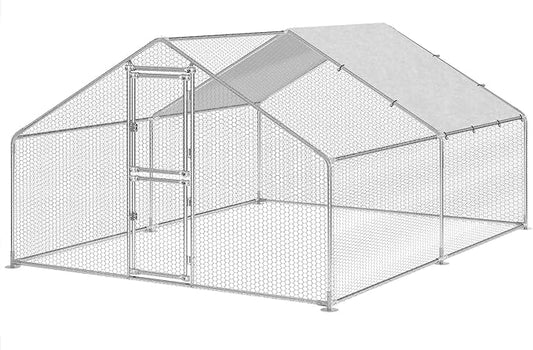 DWVO Large Metal Chicken Coop for 10-20 Chickens, 13.1 x 9.8 x 6.4 ft Walk-in Poultry Cage Chicken Run for Yard Outdoor with Waterproof and Anti-UV Cover Duck House Chicken Pen