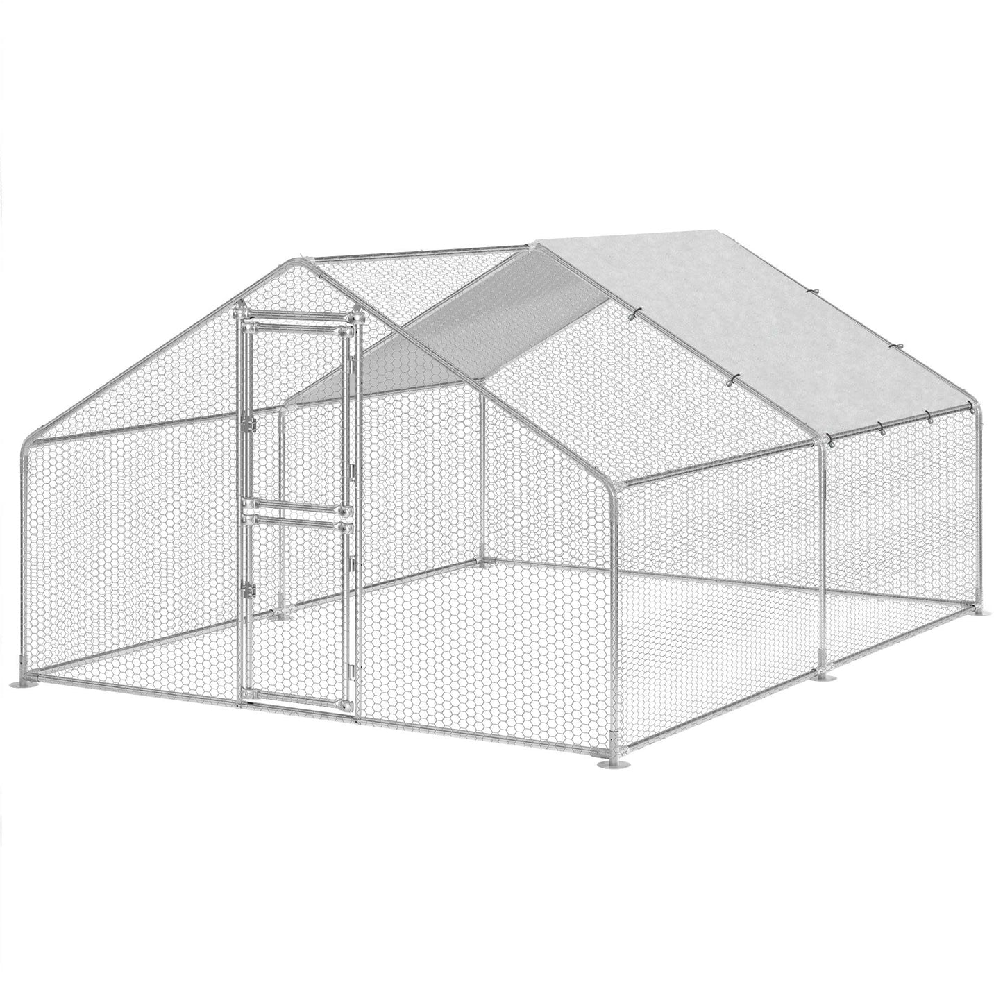 DWVO Large Metal Chicken Coop for 10-20 Chickens, 13.1 x 9.8 x 6.4 ft Walk-in Poultry Cage Chicken Run for Yard Outdoor with Waterproof and Anti-UV Cover Duck House Chicken Pen