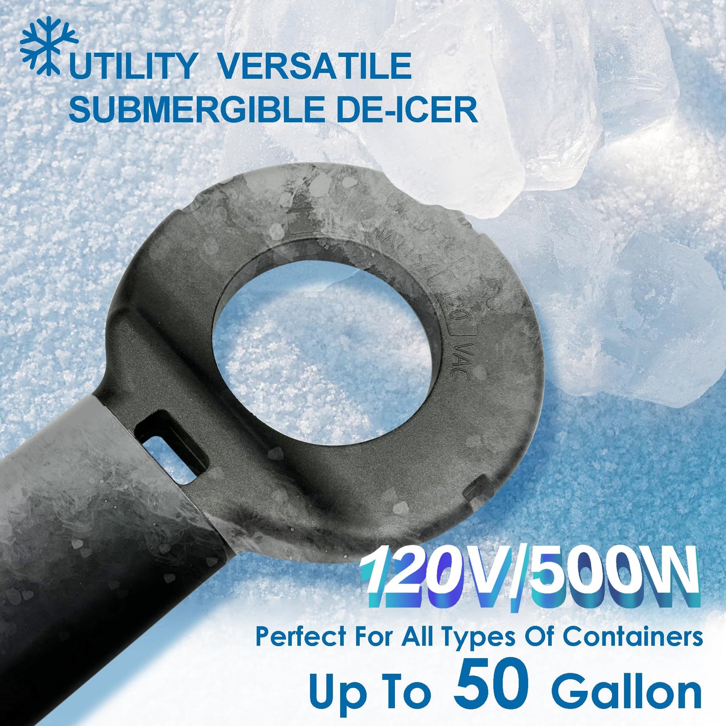 Eggluuz Utility De-Icer 500 Watt Submergible Cast Aluminum Chicken Water Heater Livestock Tank Heater for Winter Black