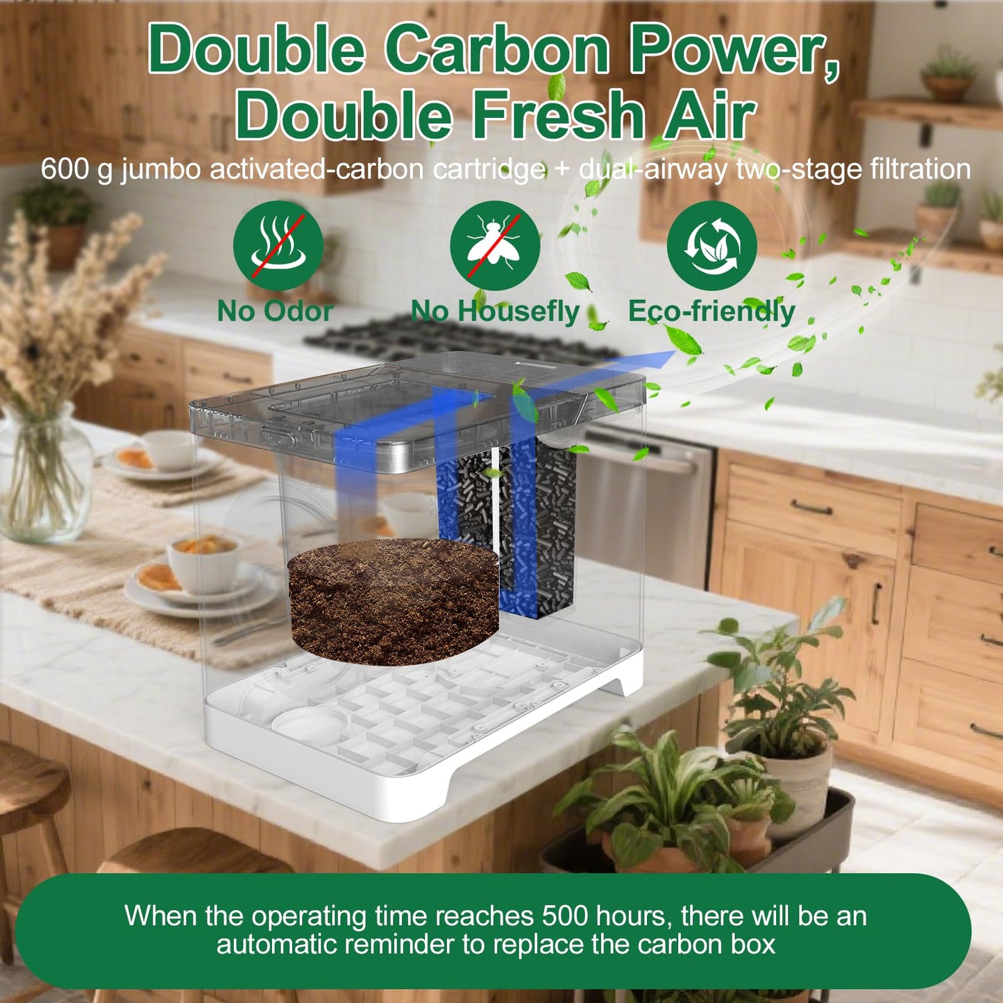 MOLINGDUN 3L Electric Composter for Kitchen, Countertop Compost bin, One Touch Smart Model Handle Kitchen Waste, with Triple Grinding Blade, Carbon Filter, Auto-Cleaning, LED Touch Screen