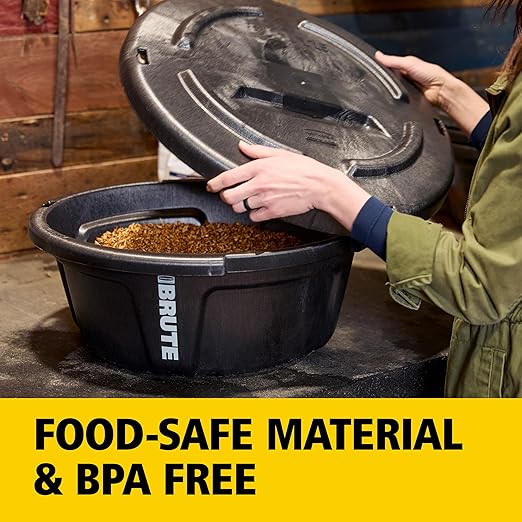 Rubbermaid Commercial Products BRUTE 6-Gallon Feed Storage Container with Rodent-Proof EDGELOCK Lid, RigidCell Construction, Stackable & Nestable, Made in USA