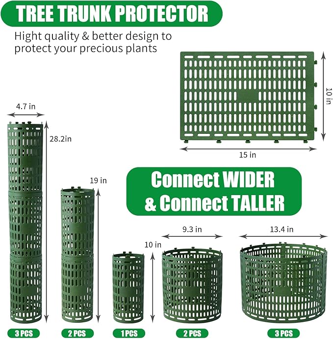 7pcs Tree Trunk Protector, Tree Guards Trunk Protector with Twist Ties, Resizable for Various Size Trees or Plants, Preventing Tree Bark Damage from Pruners, Mowers, and Rodents