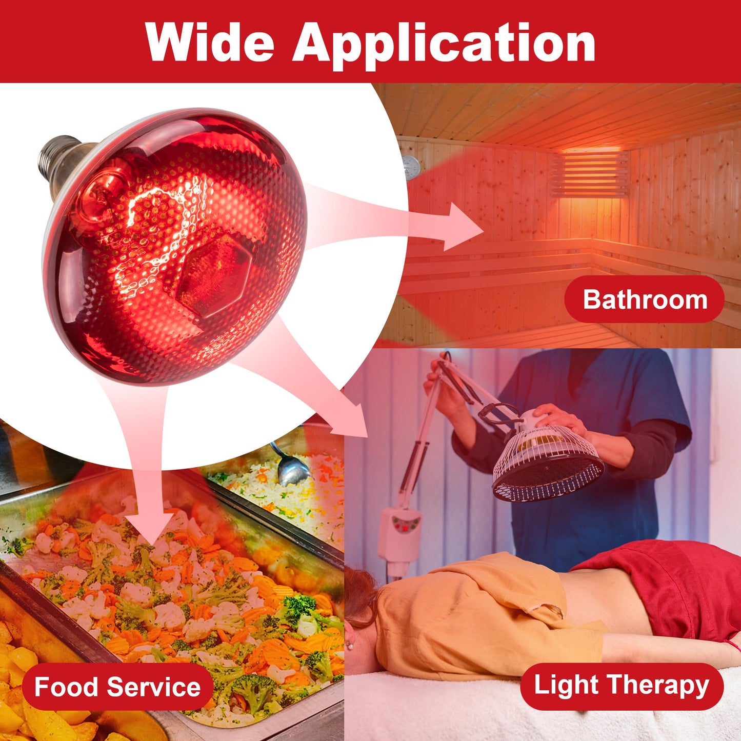 Wesome Lighting 4 Pack 250W Chicken Heat Lamp Bulbs, PAR38 Red Heat Lamp for Chicks, Infrared Reflector Heating Bulbs for Brooder Heater, Infrared Heat Lamp for Pet, Bathroom, Food