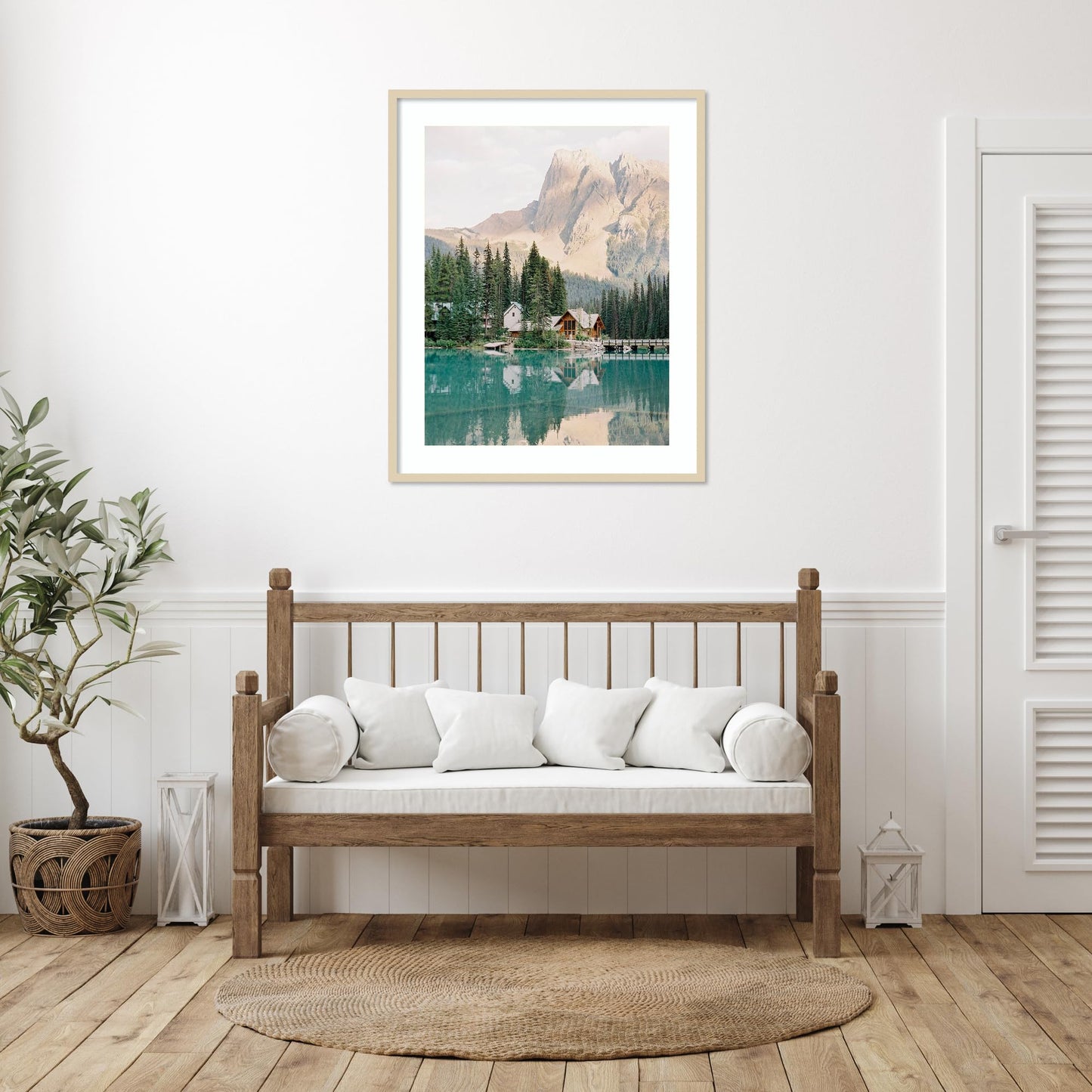 Amanti Art Framed Wall Art Print 41x33 Lodge Reflection by Justine Milton, Landscapes Wall Art, Rustic Farmhouse Decor, X-Large Poster Painting Artwork for Living Room, Bedroom, Bathroom, Office