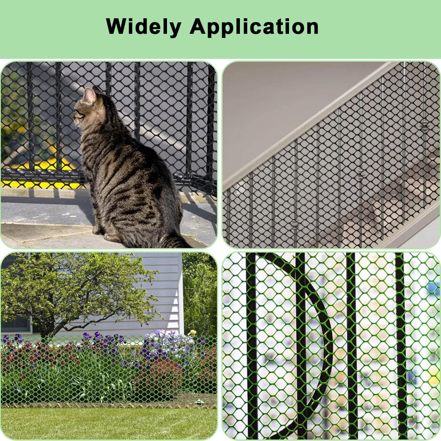 vensovo Black Plastic Wire Mesh 15.7IN x 10FT Roll - Chicken Wire Fencing for Poultry, Gardening Barrier, Balcony Guard for Cats and Dogs, Floral Craft Mesh with 20 Zip Ties