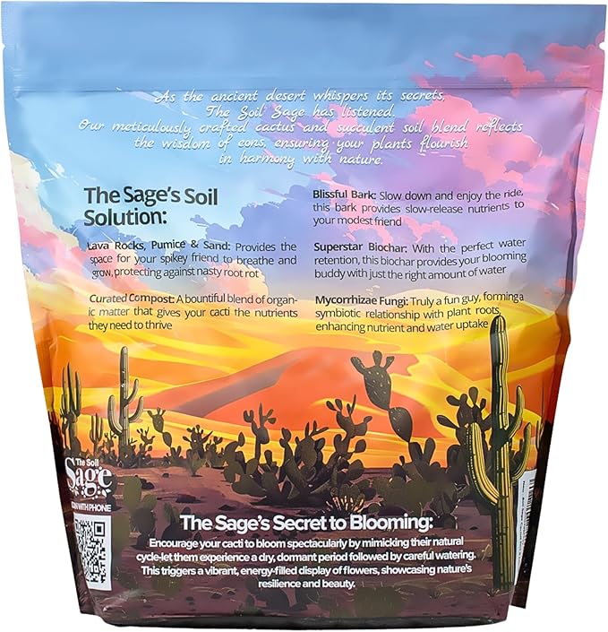 Soil Sage Cactus & Succulent Potting Mix 5Qt - Premium Fast Draining Soil for Indoor Plants and Aloe Vera - High Drainage Blend for Healthy Roots and Growth - Made in USA