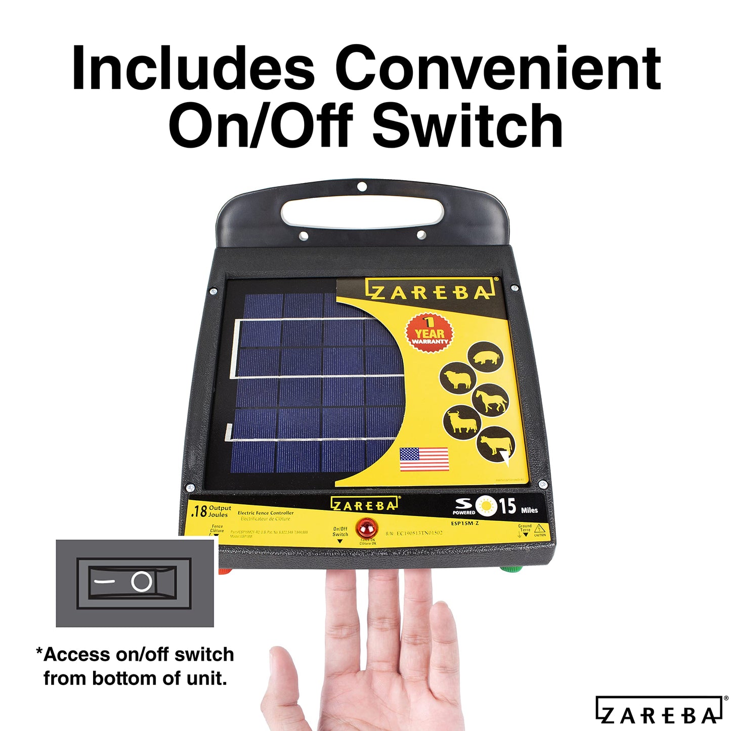 Zareba ESP15M-Z 15-Mile Solar Low Impedance Fence Charger