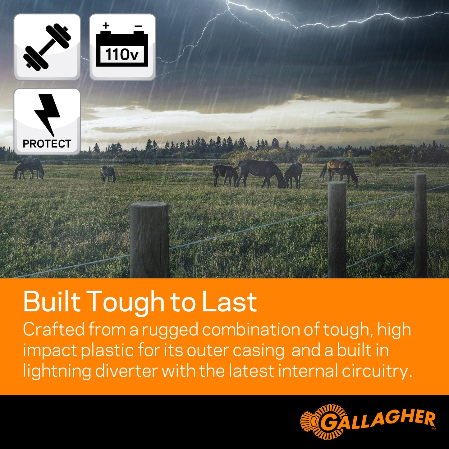 Gallagher M60 Electric Fence Charger | 110V Plug-in Energizer for Up to 20 Acres or 5 Miles | Low-Impedance Fencer for Livestock, Poultry, and Gardens | Compact & Reliable Power Source