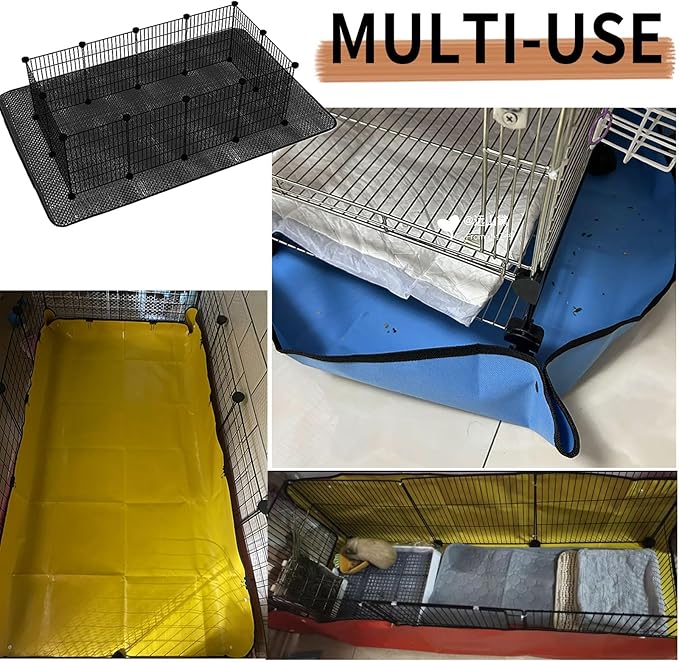Oncpcare Waterproof Pet Playpen Mat for Rabbits 59"x39" Washable Guinea Pig Cage Liner Tarp Bottom Reusable Base Small Animal Bedding for Rabbits Bunny Ferret (Black)