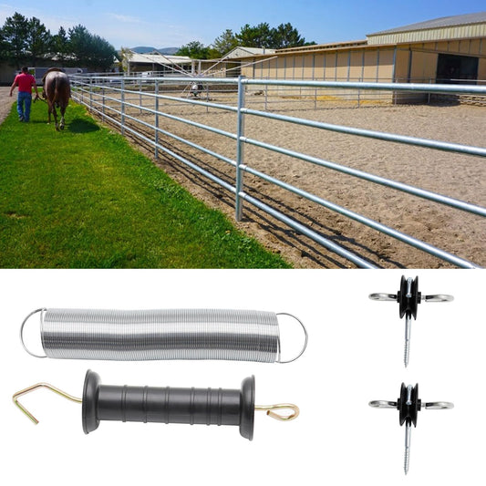 Anxingo 2 Set of Electric Fence, Handle Set with Anchors, Spring Gate Handle Set with 16 feet Tension