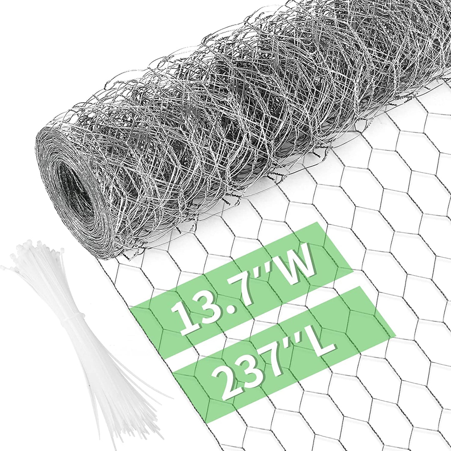 Chicken Wire 13.7 in x 196.8 in Poultry Wire Netting Hexagonal Galvanized Mesh Garden Fence Barrier for Pet Rabbit Chicken Fencing
