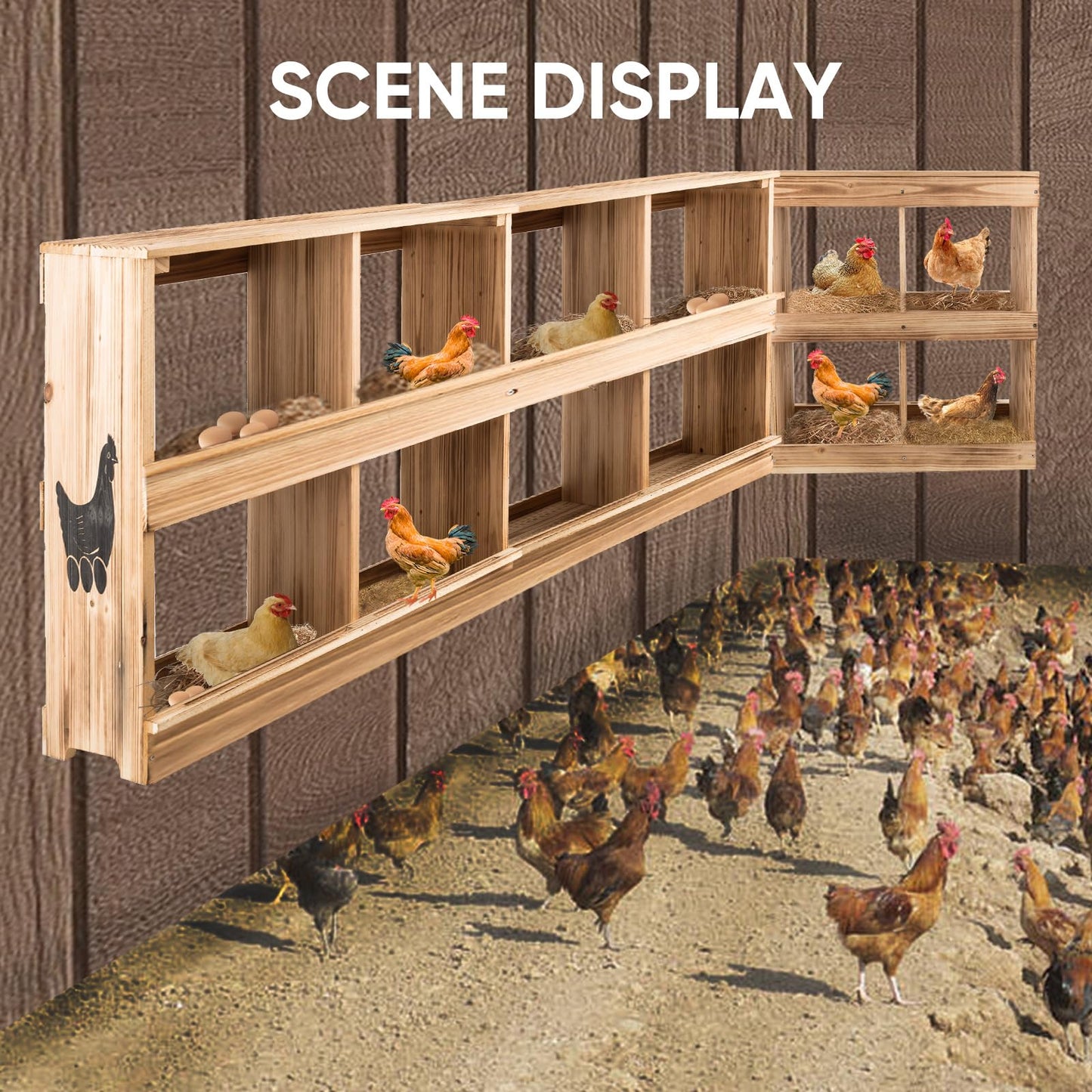 Nesting Boxes for Chickens - Wooden Chicken Nesting Box for Poultry Heavy Duty 4 Compartments Laying Eggs Nest Box Wall Mount for Chickens, Hens, Ducks