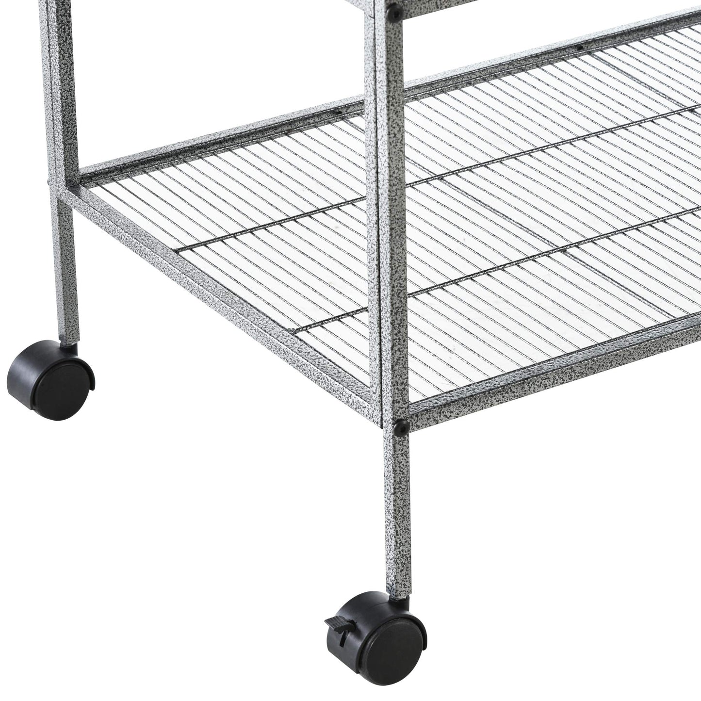 PawHut Divided Breeder Bird Cage with Rolling Stand Removable Metal Tray, Storage Shelf, Wood Perch, and Food Container