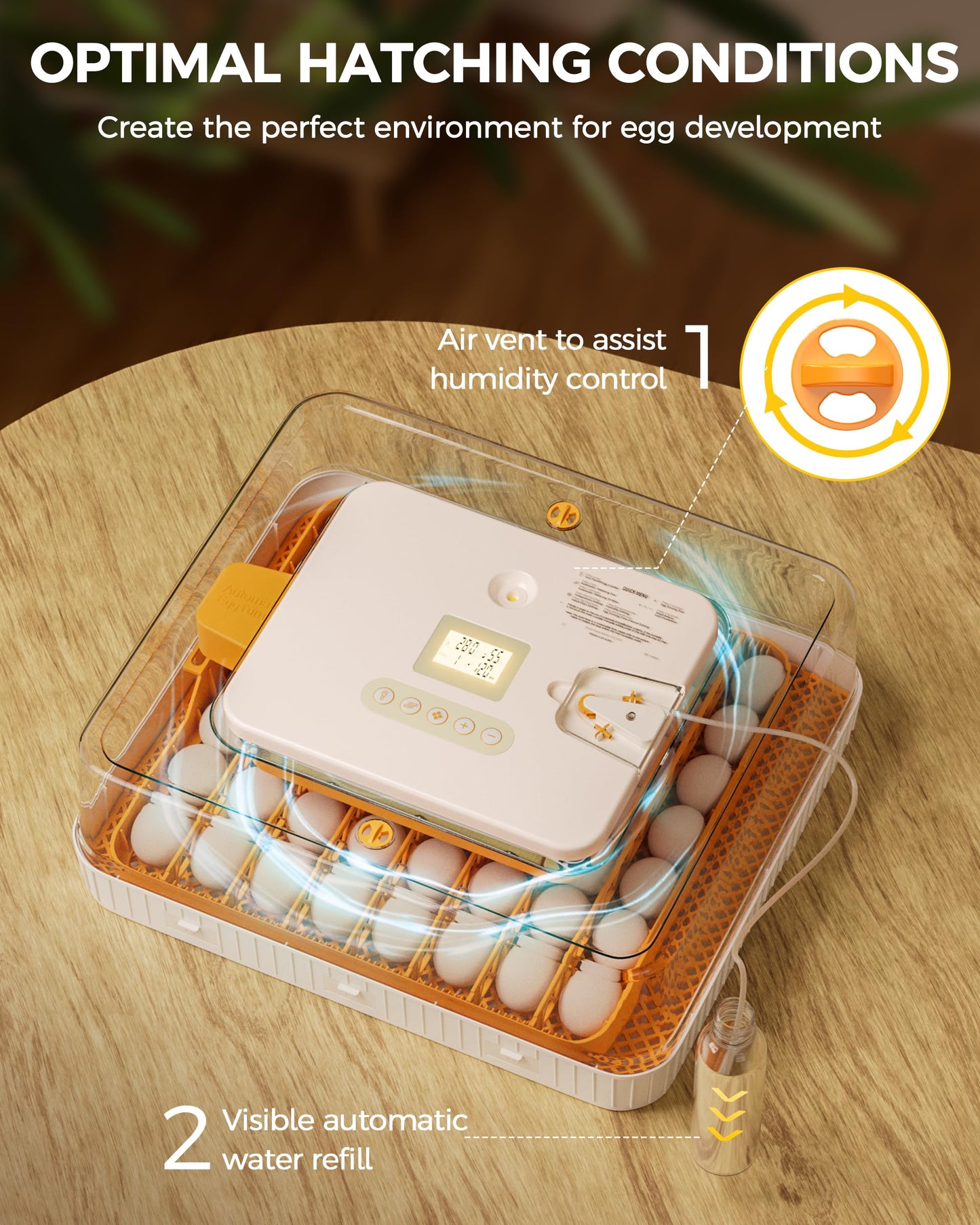Besly 56 Egg Incubator with Automatic Egg Turning and Humidity Control, 360° Viewing, Chicken Incubator for Hatching Duck, Goose, Turkey, Quail, and Parrot Eggs, Egg Candler Ideal for Farm, Home