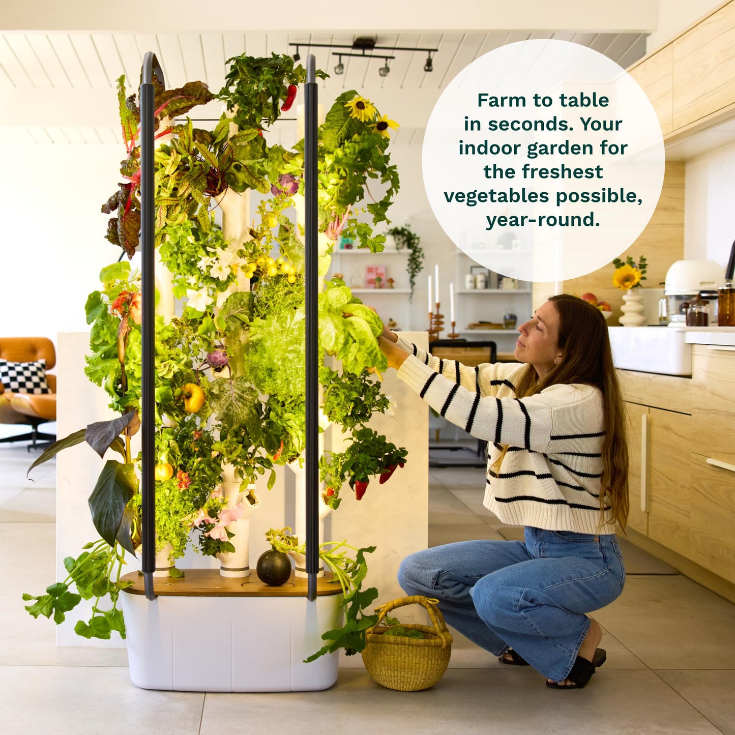 Gardyn 4.0 Vertical Hydroponics Growing System Kit - 30 Non-GMO Plants, Herbs, Vegetables - Smart Tower Garden - Hydroponic Herb Garden Planter Indoor Kit - Indoor Gardening System w/LED Grow Lights