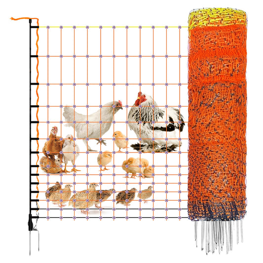 Pet & Livestock HQ Electric Fence Poultry Netting 48" x 164' - Portable Pre-Assembled Electric Net Fencing for Goats, Sheep, Lambs in Farms, Ranches, and Gardens (19 Posts, 2 Spikes)