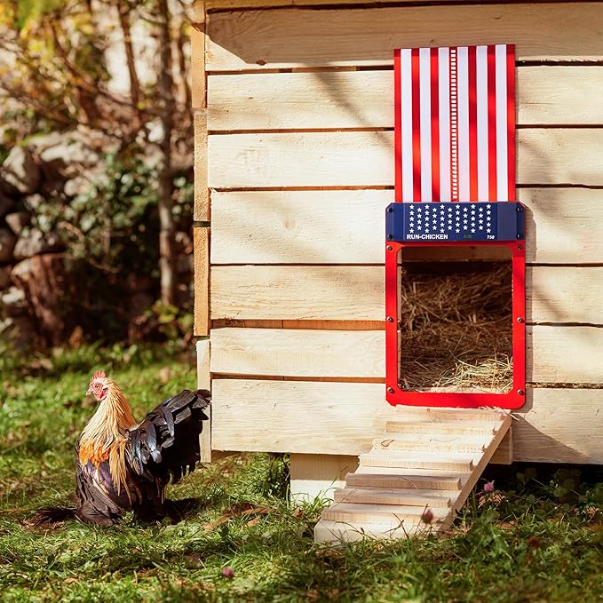 RUN-CHICKEN Door (USA Special) Automatic Chicken Coop Door, Chicken Coop Door, Battery Powered, Run Chicken Automatic Door, Aluminum, Automatic Chicken Door Opener Model T50