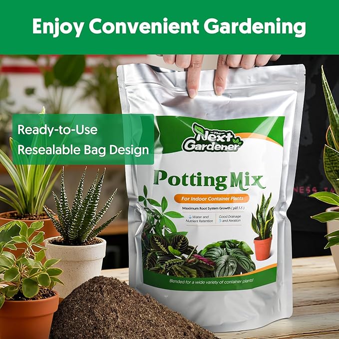 Indoor Potting Soil for Houseplants (4 qt), Well Aeration and Drainage, Lightweight Potting Mix for Indoor Outdoor Plants, Professional Garden Soil for Snake Plant, Monstera, Fiddle Leaf Fig