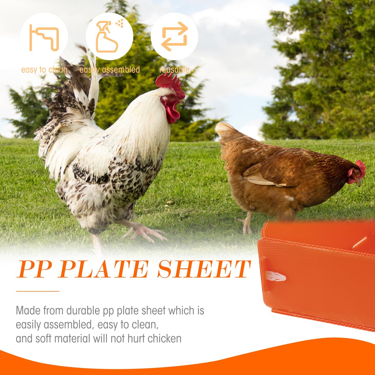 Touri 3 Pack Durable Chicken Nesting Boxes for Laying Eggs for Hens Ducks and Poultry, Orange