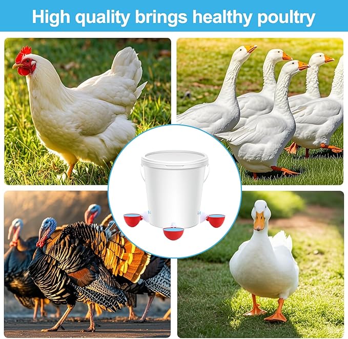 10PCS Chicken Waterer Cups, 3rd Generation DIY Large Automatic Chicken Water Feeder Cup, Tee Fittings Poultry Waterer, Suitable for Chicks, Turkeys, Ducks, Goose, Small Pets with Mounting Hole Opener