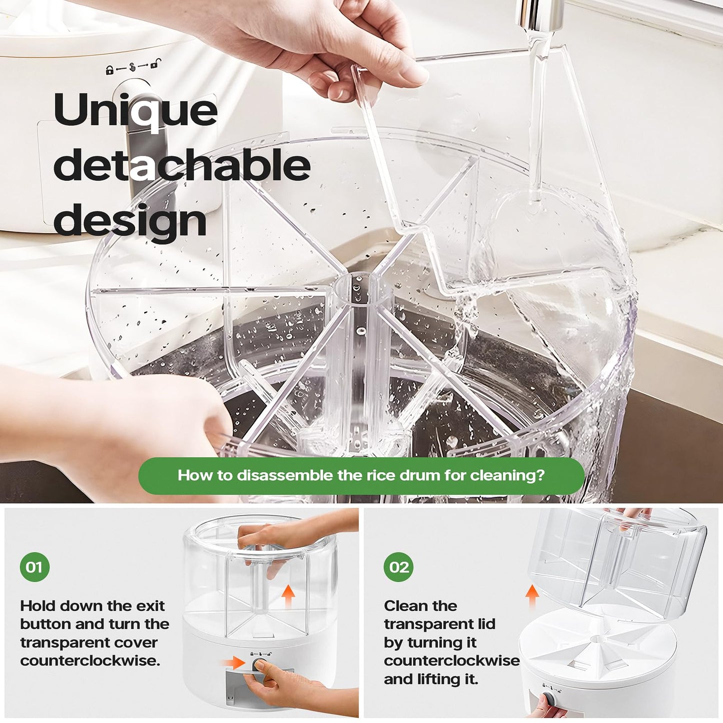 Slow Slog 16lb Grain Dispenser 6 Grid Grain Container, 360° Rotating Dry Food Dispenser, Airtight Storage, Upgrade 6 Compartment Rotating Grain Dispenser Storage Container