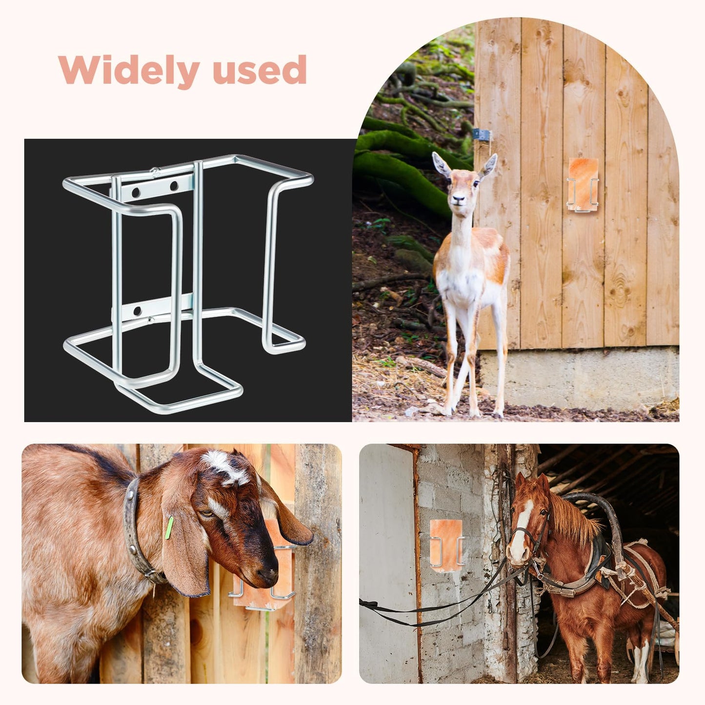 Teenyyou 4 Pack Salt Block Holder 4lb Deer Horse Salt and Mineral Block Holder for Wire Lick for Goat Mineral Deer Lick Cattle Sheep Goats