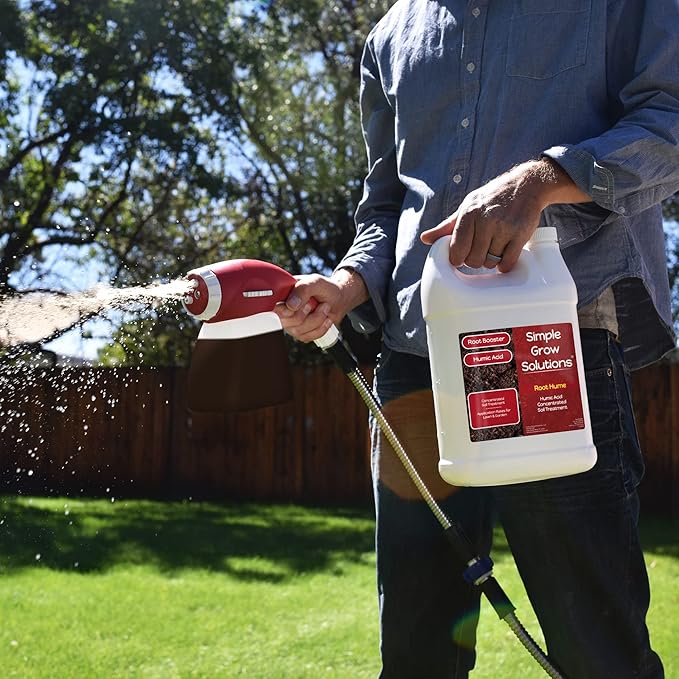 Humic Acid Blend for Lawn and Garden - Root Hume - Concentrated Liquid Soil Conditioner for All Grass Types -Simple Lawn Solutions- OMRI Organic - Use with Fertilizer Program (1 Gallon)