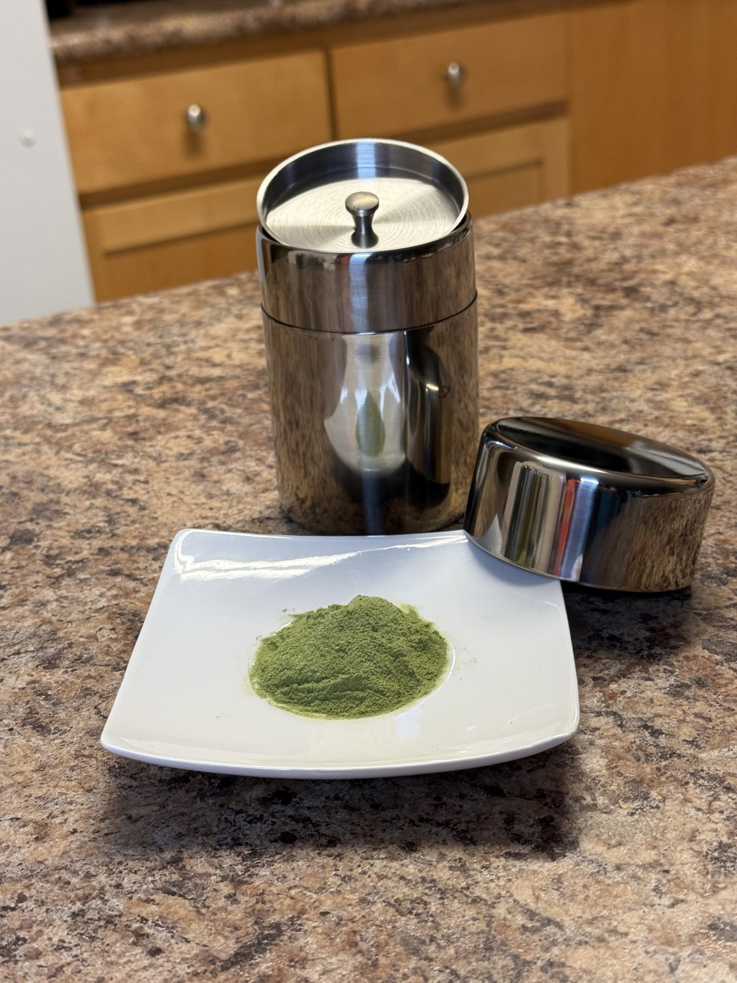 Matcha Tea Canister- Airtight Double Lids Spices Storage Seal Stainless Steel - Tea Bags - Ground and Bean Coffee - Matcha Powder - Tin Canister Can 400 ml