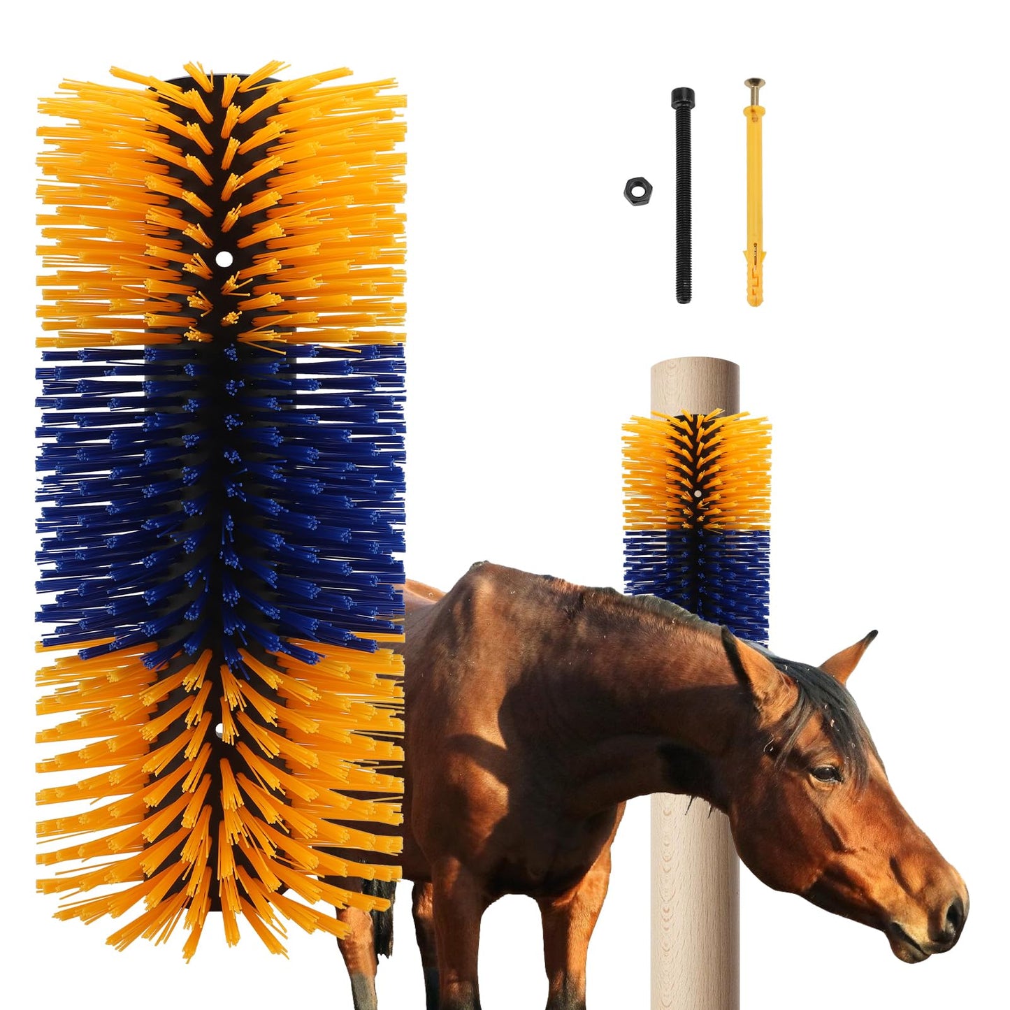 Livestock Scratch Brush with Screws, Grooming Brushes for Cow, Horse, Goat, Livestock Brushes For Scratching,Relieve Itching on the Back for Cow Cattle Sheep Horses Pigs (1PCS)