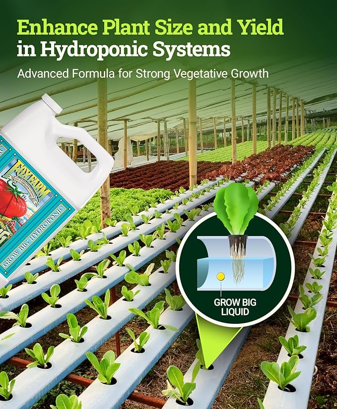 FoxFarm Grow Big Hydro Liquid Fertilizer, Plant Food with Micro Nutrients for Hydroponic Systems - Enhances Vegetative Growth, Flowering, and Fruiting - pH Adjustable, NPK 3-2-6 (Gallon)