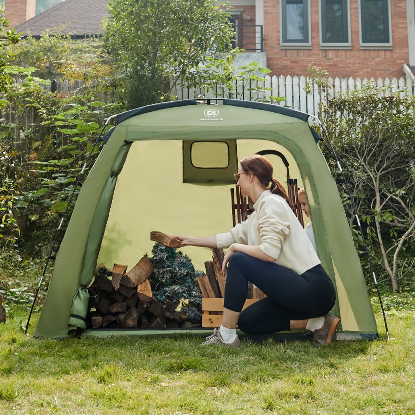 EVER ADVANCED Bike Storage Tent, Portable Bike Shed for 3 Bikes, Storage Sheds with PU4000 mm Water-Resistant for Bicycles, Motorcycles, Lawn Mower, Garden Tools, Lightweight Bike Tent, 6.6'x4'x5.4'