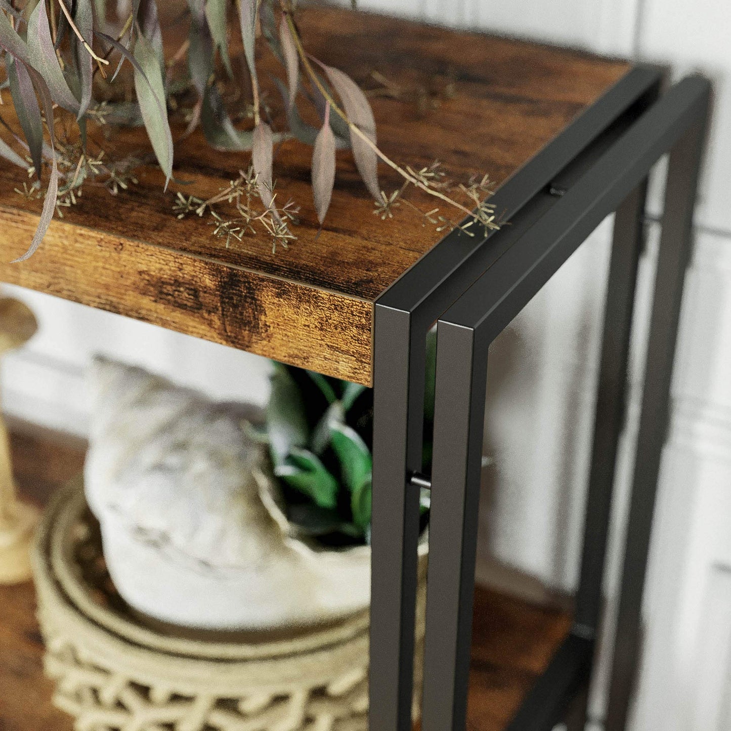 IRONCK Bookshelf Industrial 3 Shelf Bookcase, Wood Storage Shelf with Metal Frame for Living Room, Vintage Brown