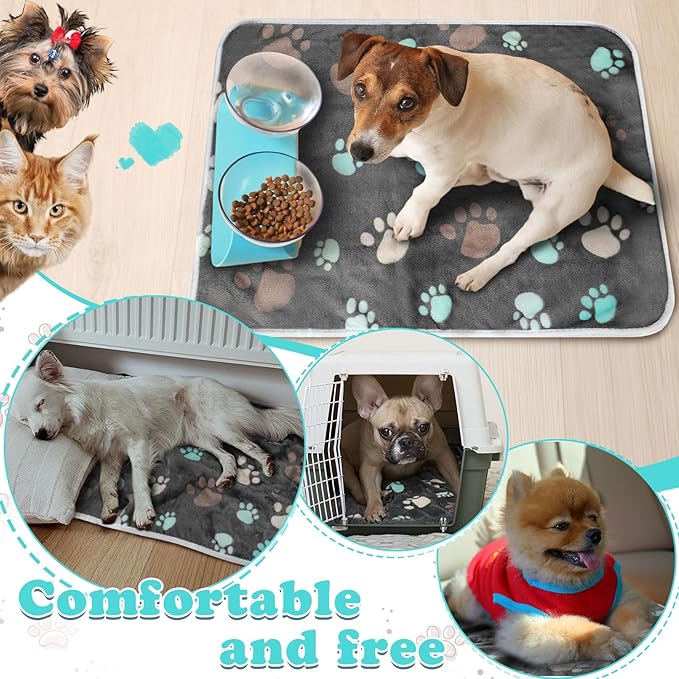 Reginary 4 Pcs Waterproof Guinea Pig Blankets Washable Small Animal Fleece Bedding Absorbent Guinea Pig Cage Liners Reusable Pet Pee Pad Sleep Mat for Hamster Ferret(Cute Paw,24 x 16 Inch)